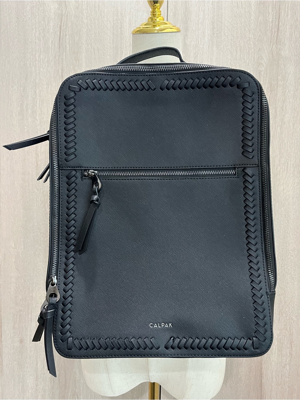 CALPAK Kaya Vegan Leather Laptop Backpack Travel Work Business Bag Black NWOT